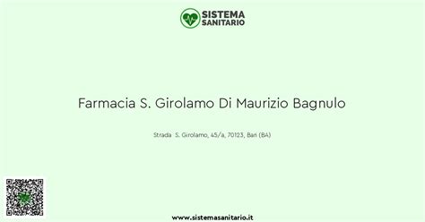 Farmacia S Girolamo Di Maurizio Bagnulo A Bari Ba Sistemasanitario It