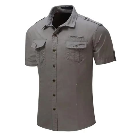 Buy New Men Short Sleeve Lapel Collar Solid Color