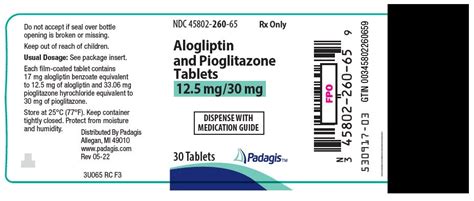 Alogliptin And Pioglitazone Tablets Fda Prescribing Information Side