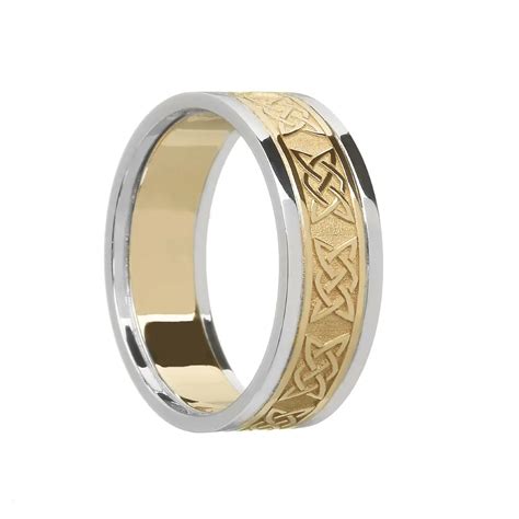 Two Tone Gold Celtic Lovers Knot Wedding Band CladdaghRings