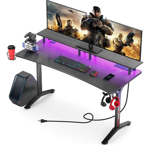 Buy Seven Warrior Gaming Desk 55inch With Led Lights And Power Outlets