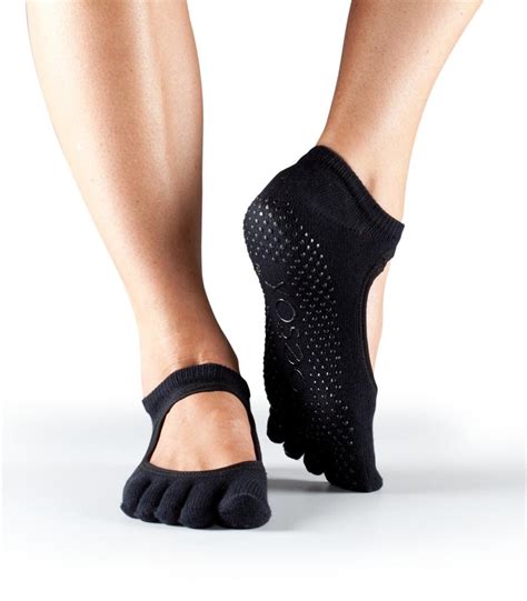 Toesox Toe Sox Yoga Pilates Sock Bella W Grips Full Toe Black Free Shipping Ebay