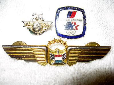 RARE! Vintage UNITED AIRLINES Pilot Uniform INSIGNIA WINGS, tie clips ...