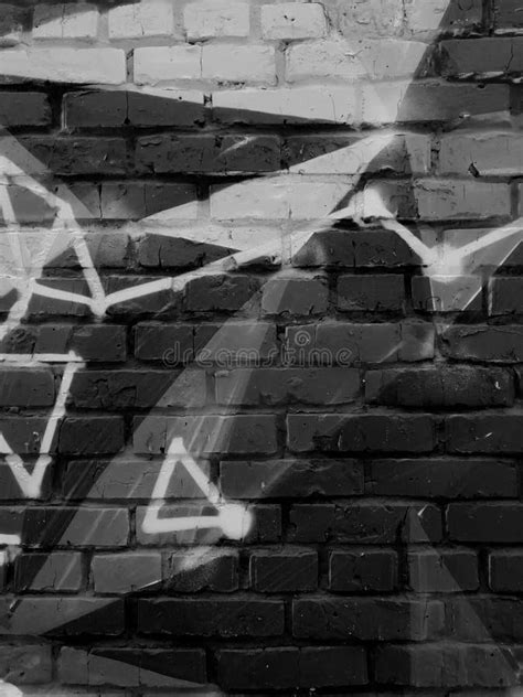 Black and White Brick Wall Texture with Graffiti Editorial Stock Photo ...