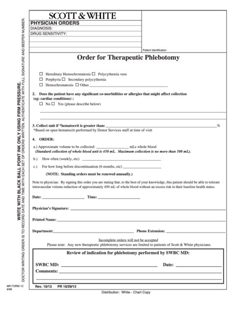 Phlebotomy Requisition Form