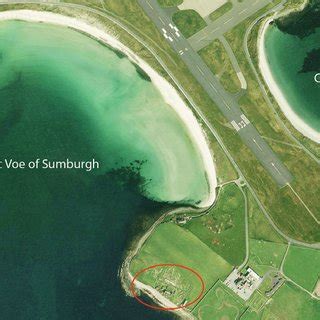 Aerial image of Jarlshof, Shetland, and its surroundings. The site ...