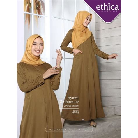 ETHICA DRESS SERAGAM PNS AYUMI UNIFORM 07 BRONZE BROWN BAJU GAMIS PNS