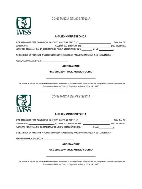 Justificante Imss En Imss Portadores De Texto Imss Salud