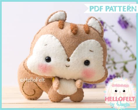 Pdf Pattern Woodland Series 2 Squirrel Felt Woodland Animal Etsy