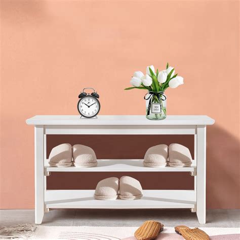 Medium Wooden Shoes Changing Stool Storage Bench Cabinet Rack For