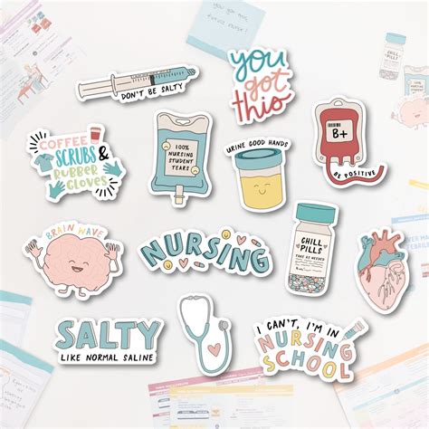 Nursing Sticker Bundle 14 Stickers Etsy