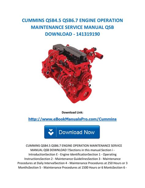 Cummins Qsb4 5 Qsb6 7 Engine Operation Maintenance Service Manual Qsb