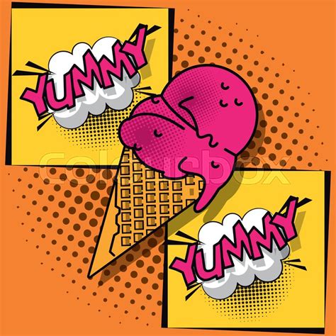 Pop Art Ice Cream Yummy Cartoons Stock Vector Colourbox