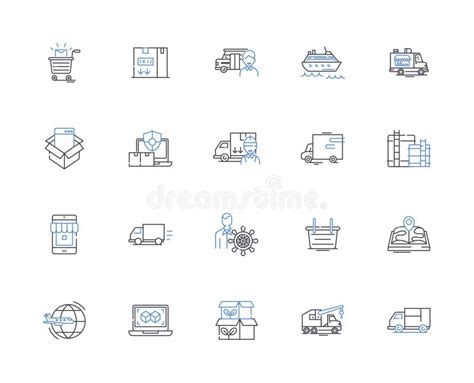 Inventory Management Line Icons Collection Optimization Stock