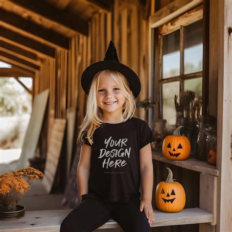 Maqueta De Camiseta Negra De Halloween De Truco O Trato Para Un Disfraz