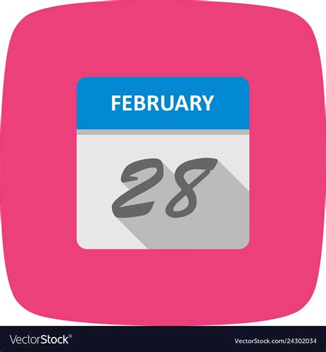 February 28th date on a single day calendar Vector Image