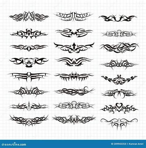 Tribal Tattoo Collage Flourish Vector Design Elements Elegant Floral