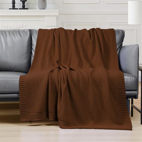 JOOJA Cable Knit Throw Blanket for Sofa Decor Blanket, 50"x60", Rust - Walmart.com