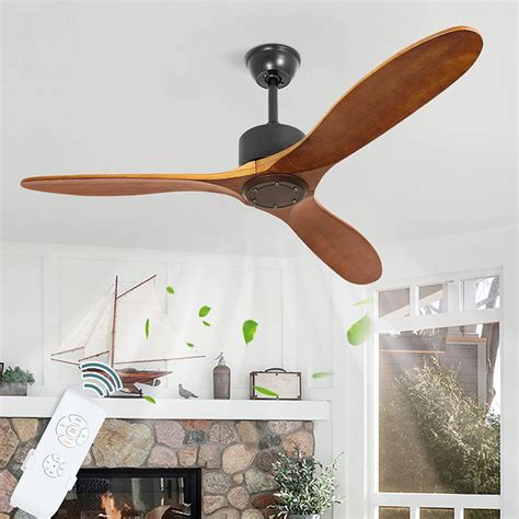 Depuley 52" Ceiling Fan without Light Industrial Retro Wood Ceiling Fan ...