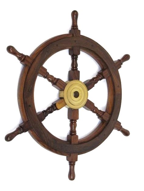 CaptJimsCargo Nautical 24 Teak Wood Boat Ships Steering Wheel Solid