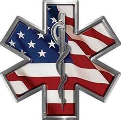 Star Of Life Emergency EMS EMT Paramedic Decal With American Flag