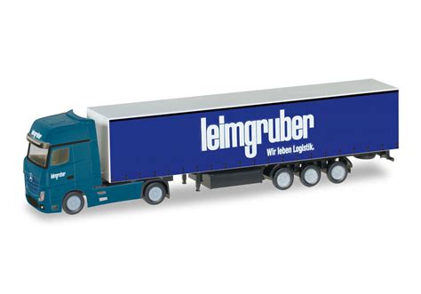 Herpa Mercedes Benz Actros Gardinenplanen Sattelzug Leimgruber CH