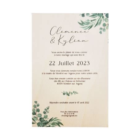 Faire Part Mariage Recto Eucalyptus