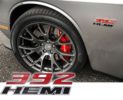 Free Shipping 2X Red 392 HEMI Badge Emblem For Dodge Challenger Charger