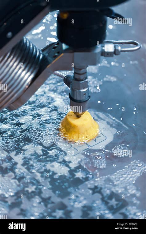 Cnc Water Jet Cutting Machine Modern Industrial Technology Stock Photo