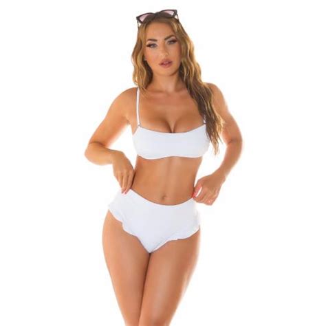 Comprar Conjunto De Bikini Blanco Cintura Alta Bikinis Moda