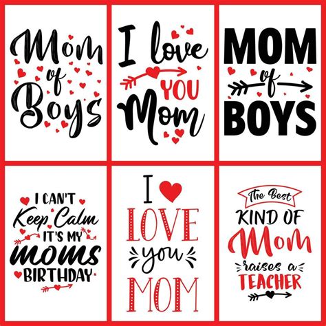 Happy Mothers Day Quotes Typography Bundle T Shirt Design Free Vector