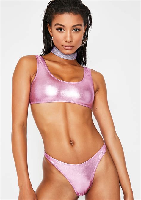 Metallic Two Piece Bikini Set Dolls Kill