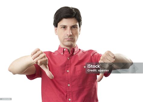 Man Showing His Thumbs Down Stock Photo Download Image Now Adult