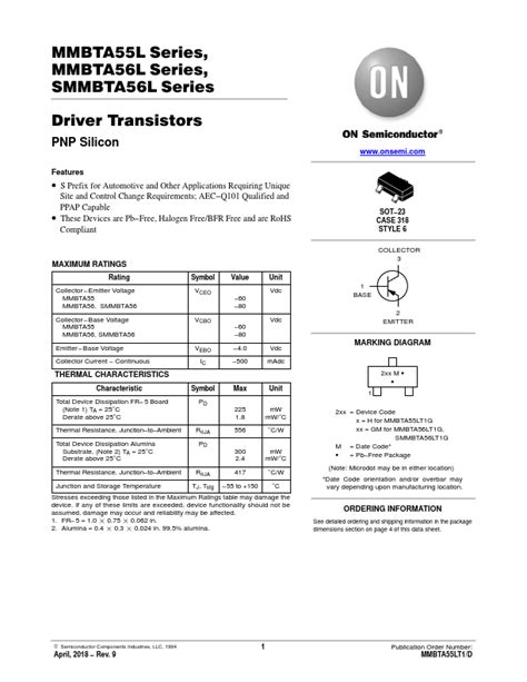 Mmbta L On Semiconductor Transistors Hoja De Datos Ficha T Cnica