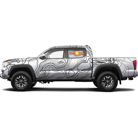 Full Body Toyota Tacoma Topographic Map Contour Background Topo Map