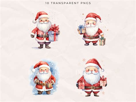 Watercolor Cute Santa Clipart Santaclaus Cute Santa Clause Etsy