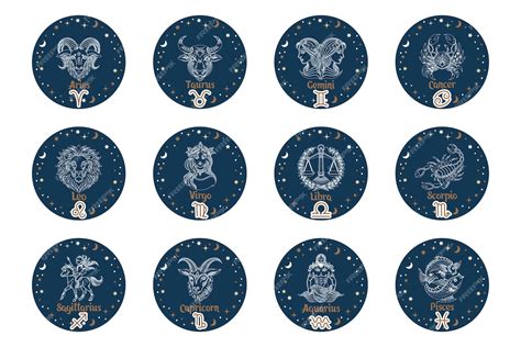 Premium Vector Set Of Zodiac Signs Astrological Horoscope Signs Contour White Drawings On A