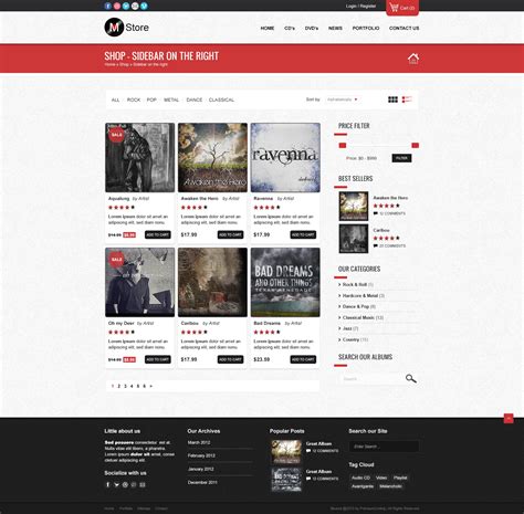 Freebie: Musica - Ecommerce Website Template (PSD) - Shop Page ...