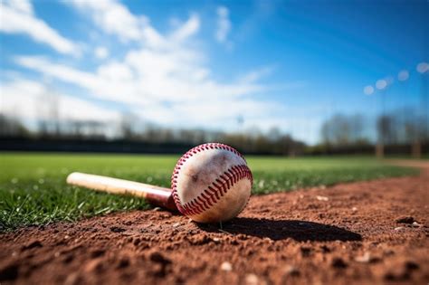 Premium AI Image | Baseball bat and ball on a baseball field