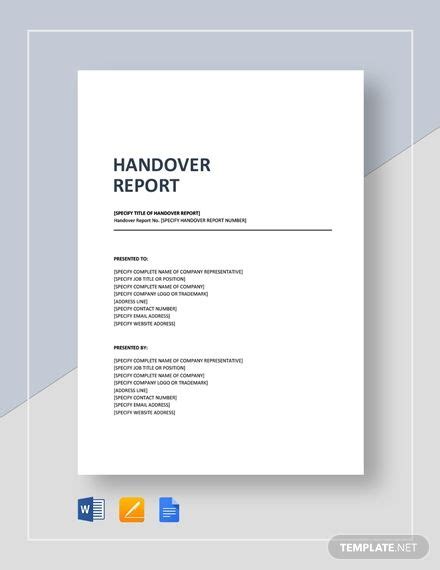 Employee handover report template google docs word – Artofit