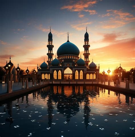 Premium Ai Image The Beautiful Serene Mosque At Night In The Blessed