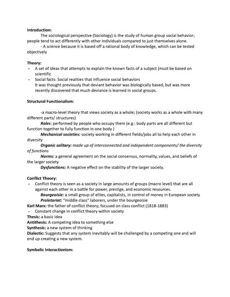 Sociology Chapter 2 Outline Introduction The Sociological