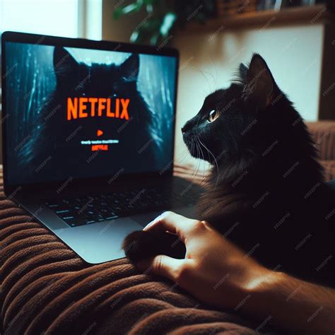 Premium Photo | Black cats enchanting netflix session captured in