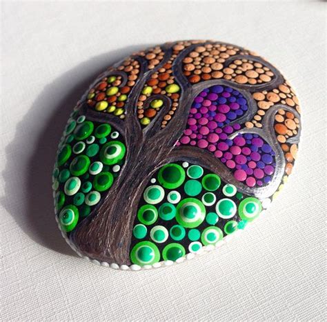 Tree Of Life Dot Art Painted Stone Painted Rock Fairy Garden Marker