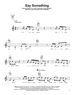 Say Something Feat Chris Stapleton Ukulele Print Sheet Music