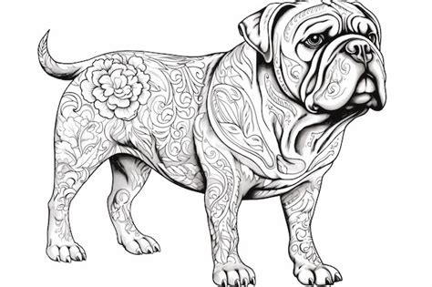 Premium AI Image | A black and white drawing of a bulldog.