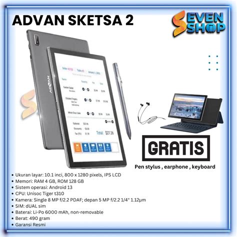 Jual ADVAN TAB SKETSA 2 4 64GB GARANSI RESMI TAB STYLUS KEYBOARD