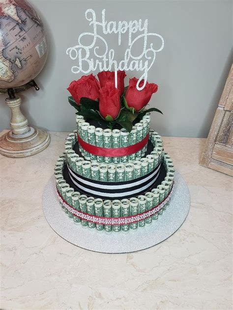 Red Rose Money Cake 3 Tier Cash Cake Happy Mothers Day Happy