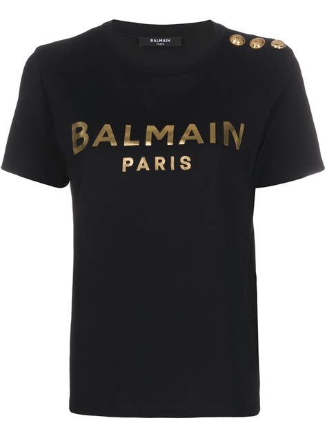 Balmain Logo T Shirt Farfetch In 2020 T Shirt Tshirt Logo Balmain