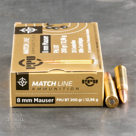 8mm Mauser 8x57mm JS Ammo 20 Rounds Of 200 Grain Full Metal Jacket